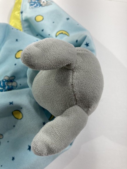 Goodnight Moon Bunny Rabbit Lovey Security Toy Plush Blanket Blue Yellow Satin - Picture 11 of 12